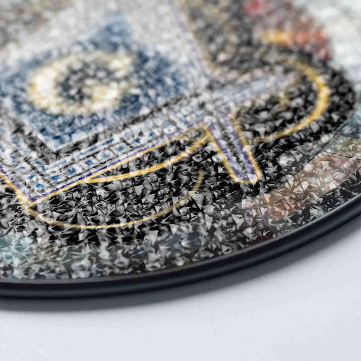 Masonic Symbol And Freemason Mosaic Stone Pattern, Silver Stained Glass Suncatcher, Freemason Lodge Gift