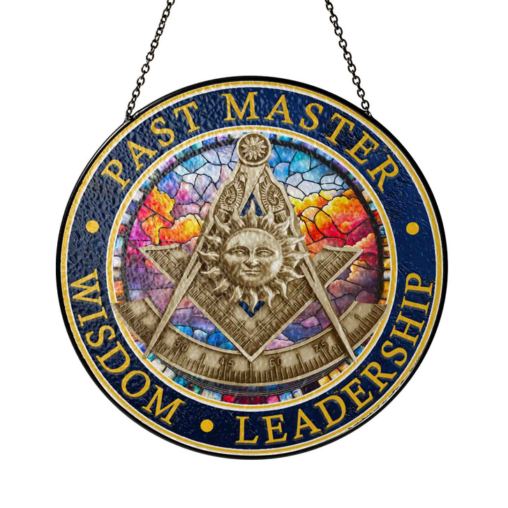 Mosaic Sky Masonic Past Master Symbol Colorful Stained Glass Suncatcher