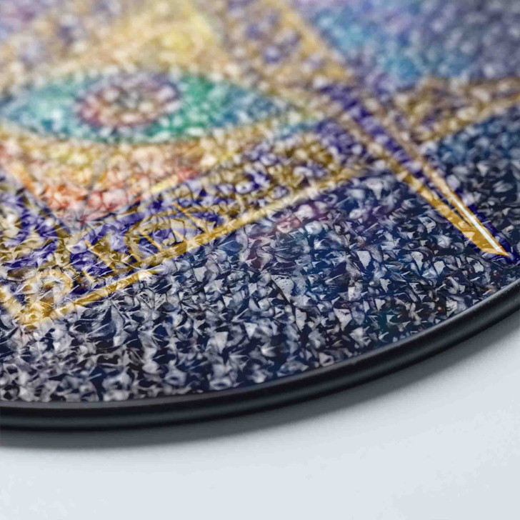 All Seeing Eye Galaxy Gold Blue Masonic Stained Glass Suncatcher