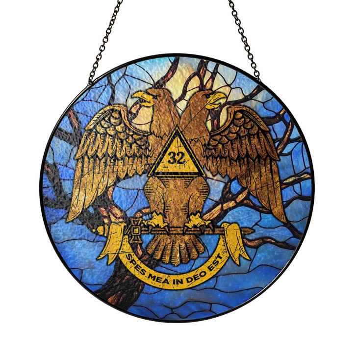 Masonic Symbol Stone Stairways All Seeing Eye Stained Glass Suncatcher