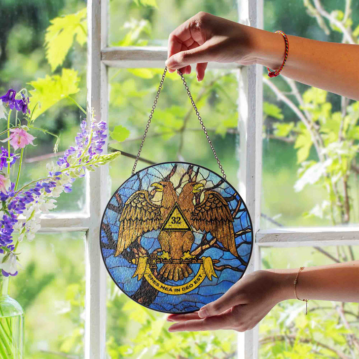 Masonic Symbol Stone Stairways All Seeing Eye Stained Glass Suncatcher
