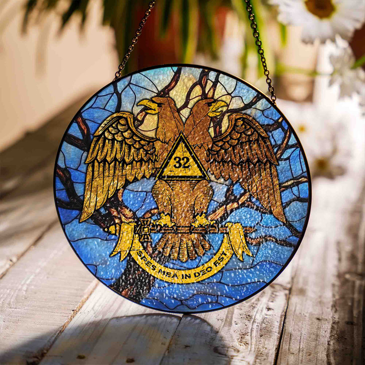 Masonic Symbol Stone Stairways All Seeing Eye Stained Glass Suncatcher