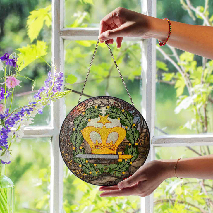 Royal Gravestone And Order Of The Amaranth Symbol Freemason Colorful Stained Glass Suncatcher