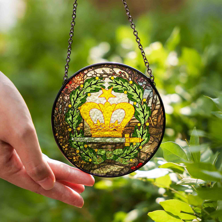 Royal Gravestone And Order Of The Amaranth Symbol Freemason Colorful Stained Glass Suncatcher
