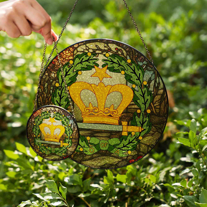 Royal Gravestone And Order Of The Amaranth Symbol Freemason Colorful Stained Glass Suncatcher