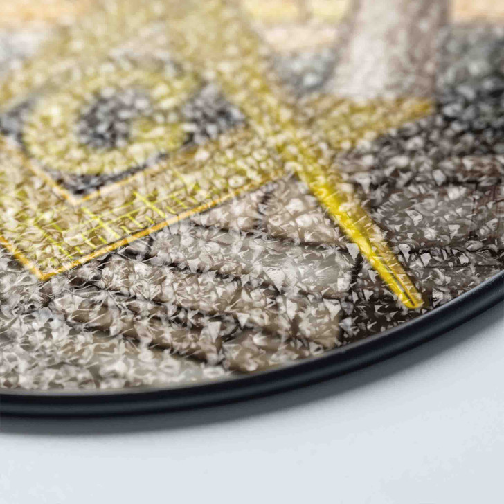 Masonic Symbol Freemasonry Lone Stone Pillar Gray Yellow Stained Glass Suncatcher