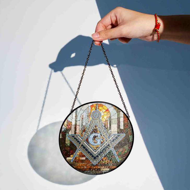 Freemasonry Blue Lodge Upward Stairways Colorful Masonic Glass Suncatcher