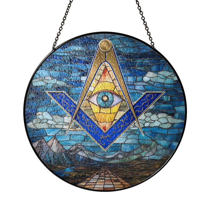 Sky Pathway All Seeing Eye Masonic Stained Glass Suncatcher