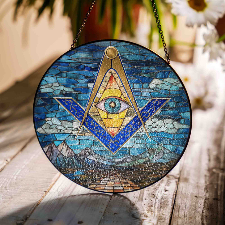Sky Pathway All Seeing Eye Masonic Stained Glass Suncatcher