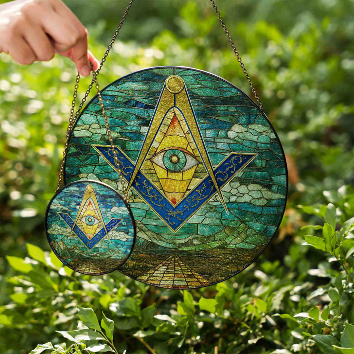 Sky Pathway All Seeing Eye Masonic Stained Glass Suncatcher