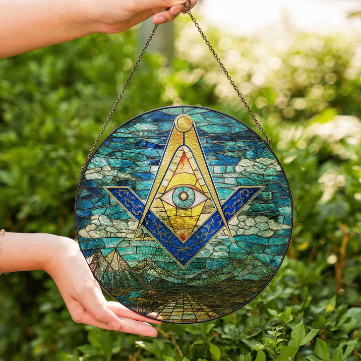 Sky Pathway All Seeing Eye Masonic Stained Glass Suncatcher