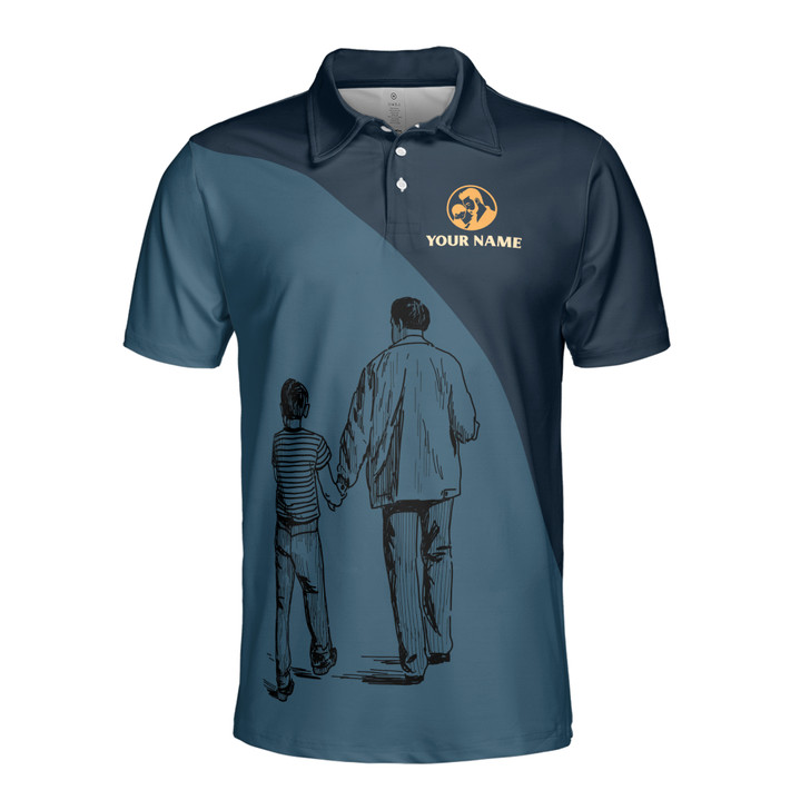 Custom Name Dad's Best Friend Sunset Dark Blue 3D Men's Polo Shirt S-5XL