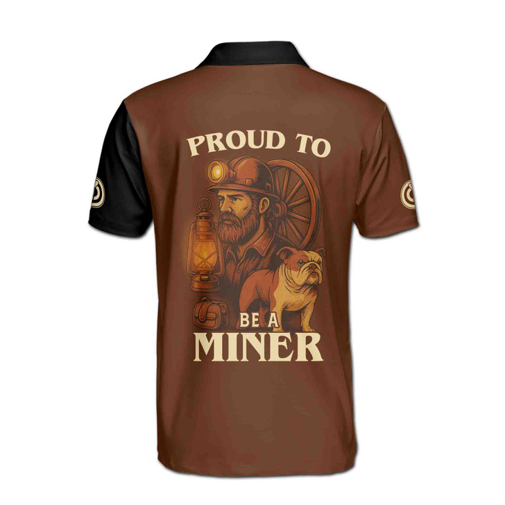 Custom Name Darts Proud To Be A Miner Black Brown 3D Men's Polo Shirt S-5XL