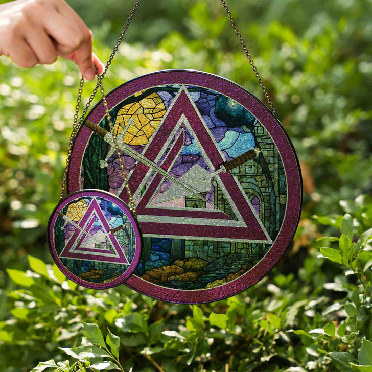 Moon Stone Arch Cryptic Council Symbol Purple Masonic Suncatcher