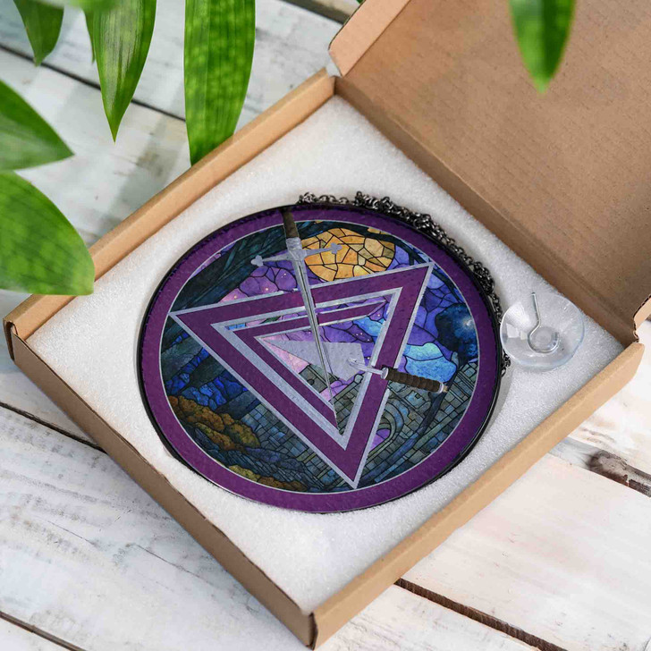 Moon Stone Arch Cryptic Council Symbol Purple Masonic Suncatcher