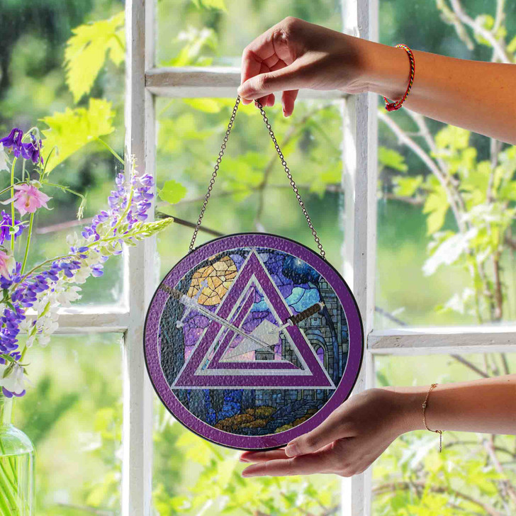 Moon Stone Arch Cryptic Council Symbol Purple Masonic Suncatcher
