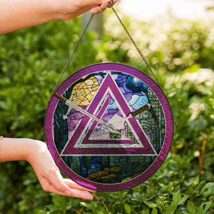 Moon Stone Arch Cryptic Council Symbol Purple Masonic Suncatcher