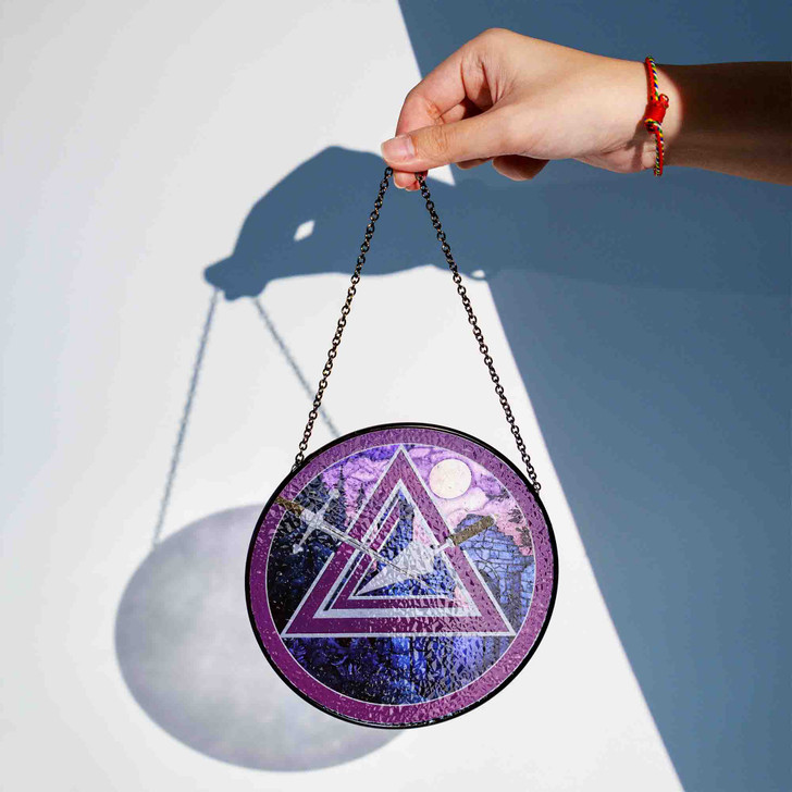 Night Stone Arch Cryptic Council Symbol Purple Glass Suncatcher