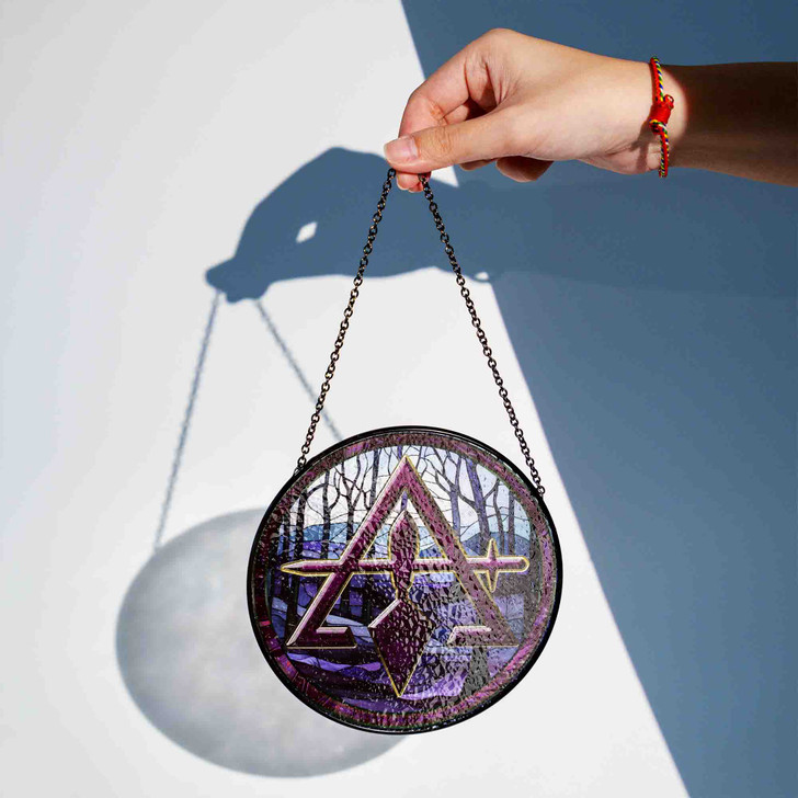 Freemason Quiet Forest Cryptic Council Symbol Purple Stained Glass Suncatcher