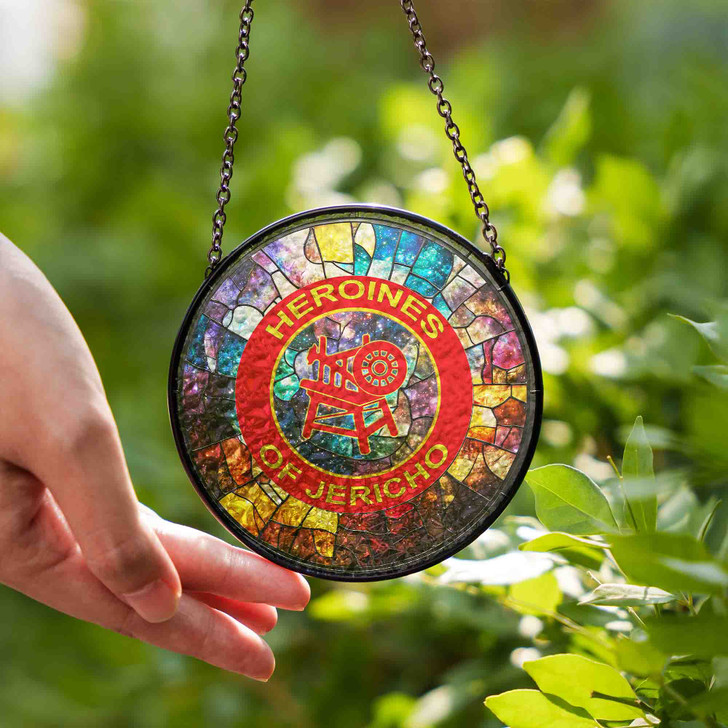 Heroines Of Jericho Symbol Freemason Galaxy Pattern Colorful Stained Glass Suncatcher