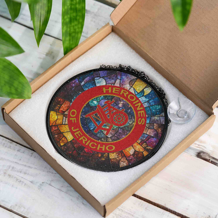 Heroines Of Jericho Symbol Freemason Galaxy Pattern Colorful Stained Glass Suncatcher