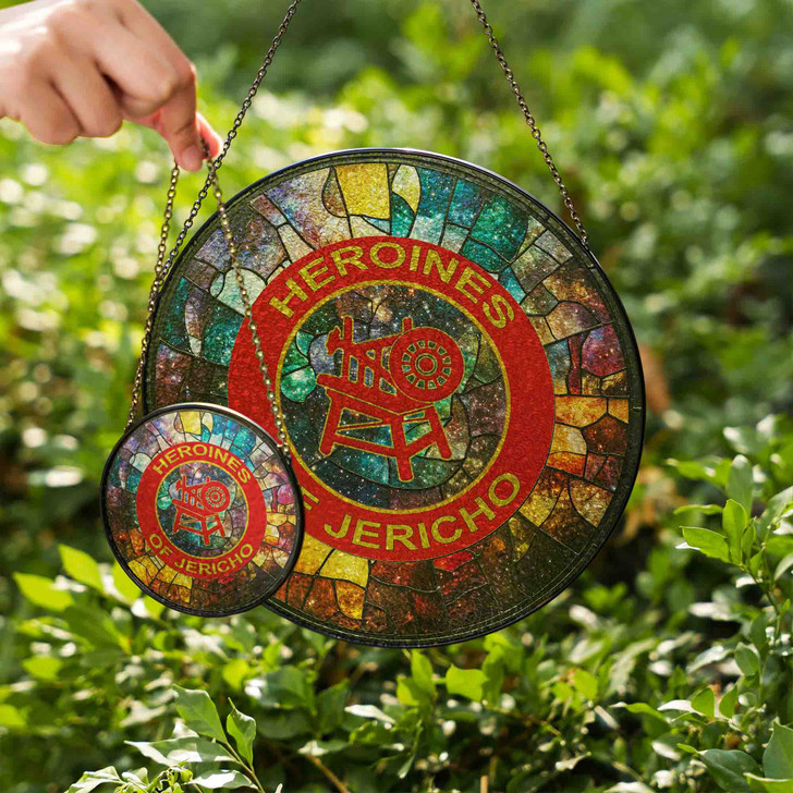 Heroines Of Jericho Symbol Freemason Galaxy Pattern Colorful Stained Glass Suncatcher