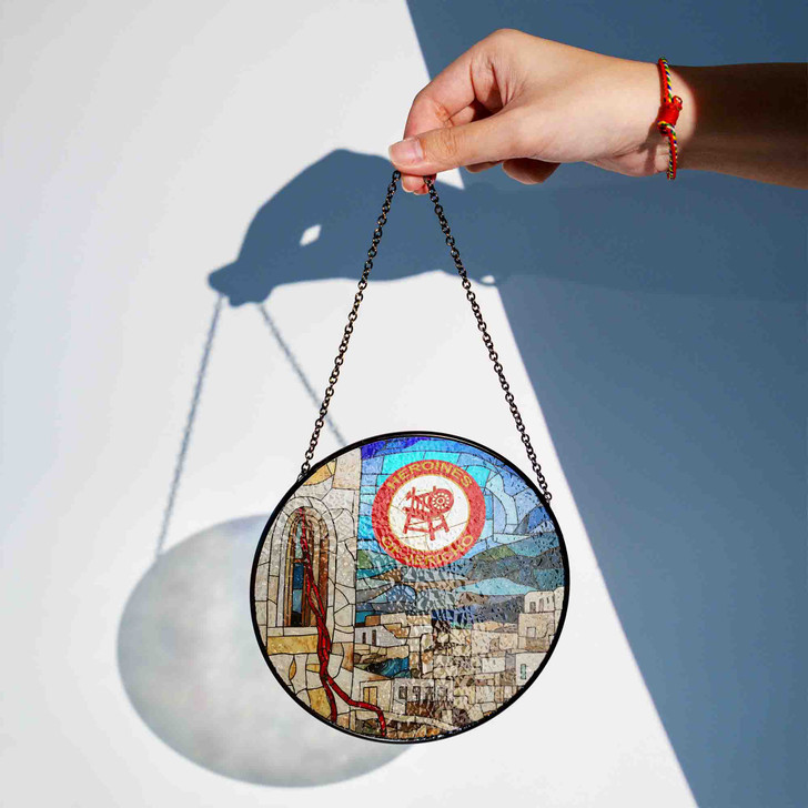 Heroines Of Jericho Symbol Jericho City Red Cord Of Rahab Sand Blue Red Stained Glass Suncatcher