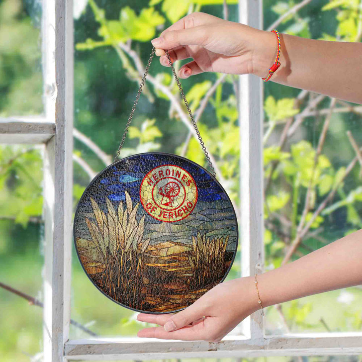 Heroines Of Jericho Symbol  Field Moon Night Colorful Stained Glass Suncatcher