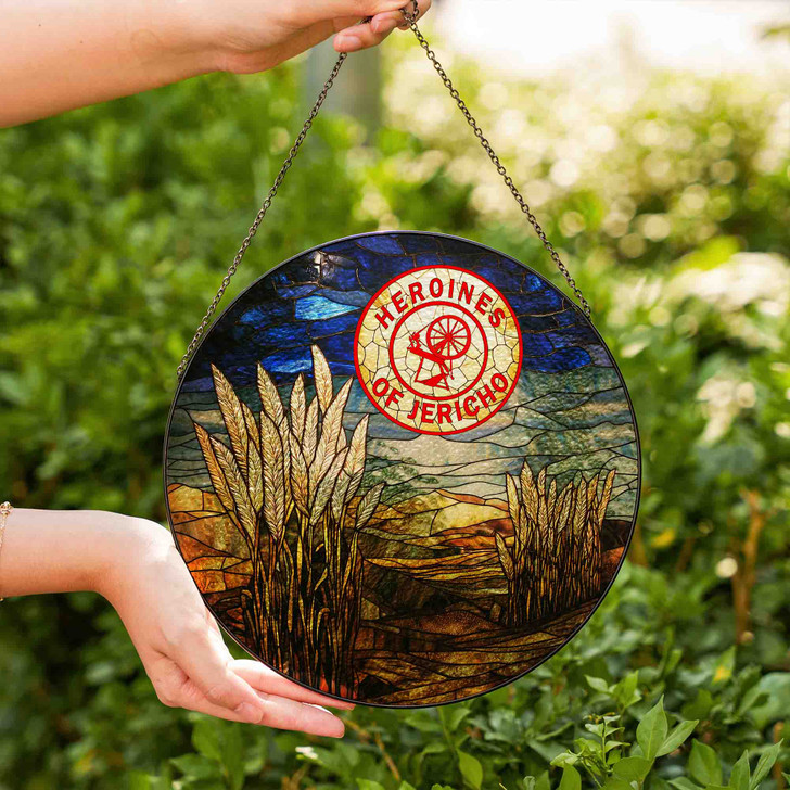 Heroines Of Jericho Symbol  Field Moon Night Colorful Stained Glass Suncatcher