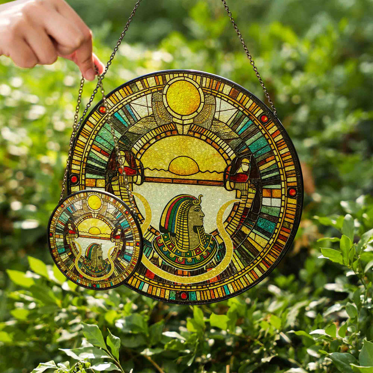 Daughters of Isis DOI Sunset Egyptian Masonic Stained Glass Suncatcher