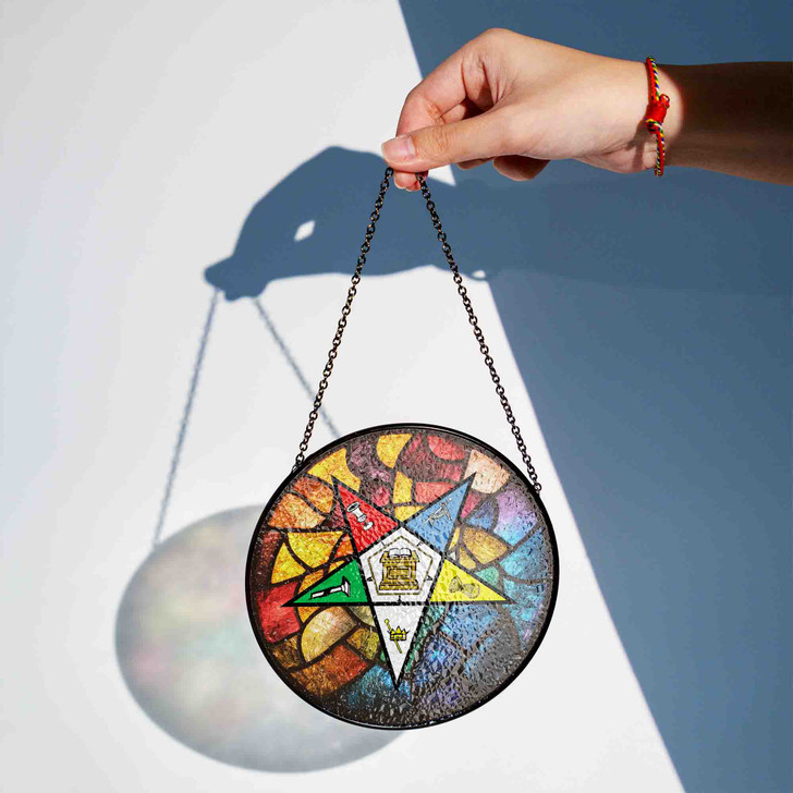 OES Mosaic Pattern Masonic Chapter Colorful Stained Glass Suncatcher