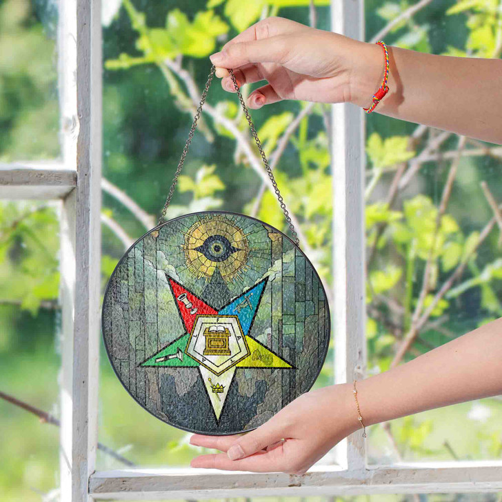 All Seeing Eye Temple OES Symbol Colorful Stained Glass Suncatcher