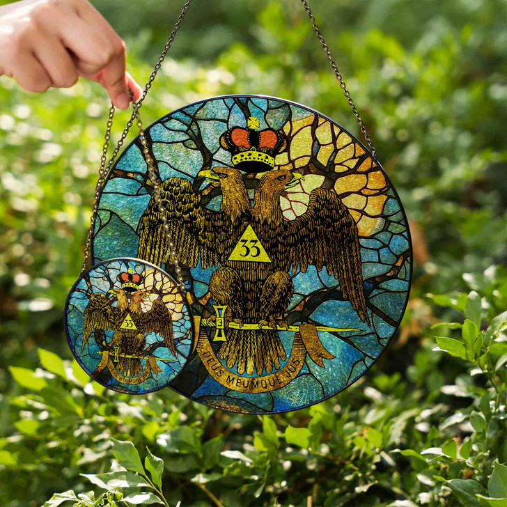 Sunlight Branches Wings Down Rite Of Scottish 33 Degree Stained Glass Suncatcher