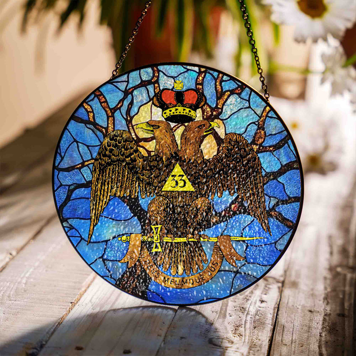 Branches Sun Wings Down Scottish Rite 33rd Masonic Suncatcher