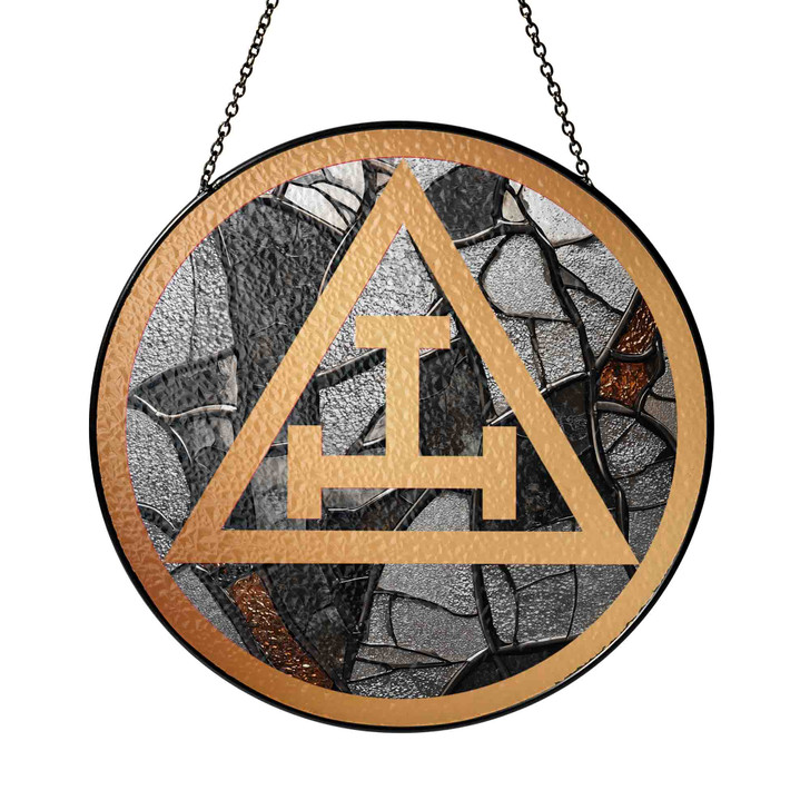 Royal Arch York Rite Freemason Mosaic Pattern Stained Glass Suncatcher