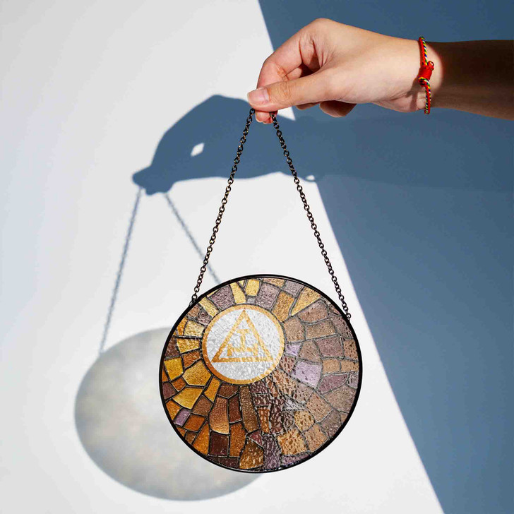 Freemason Burrowed Ground Royal Arch Symbol Brown Stained Glass Suncatcher