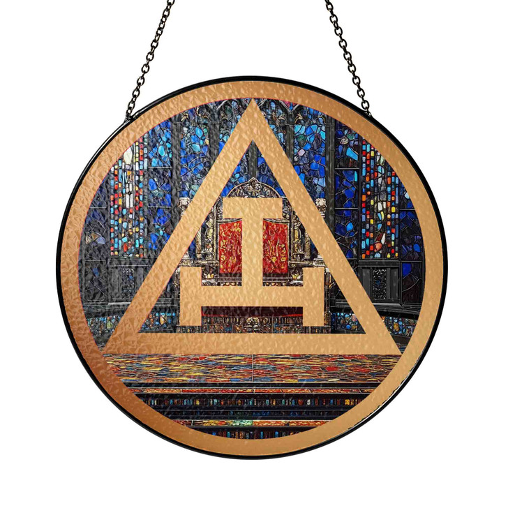 Royal Arch Symbol Freemason Throne Room Colorful Stained Glass Suncatcher