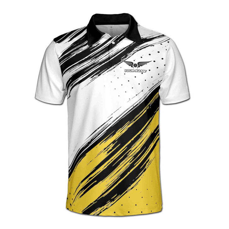 Customize Name Pickleball Paddle Splatter Star White 3D Men's Polo Shirt S-5XL
