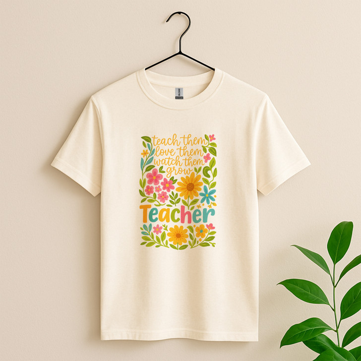 Teach Them Love Them Watch Them Grow Teacher Shirt Adult T Shirt S-5XL