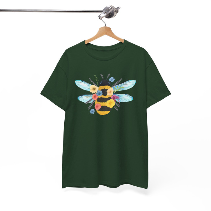 Cute Floral Bee Shirt Nature Honeybee Tee Adult T Shirt S-5XL