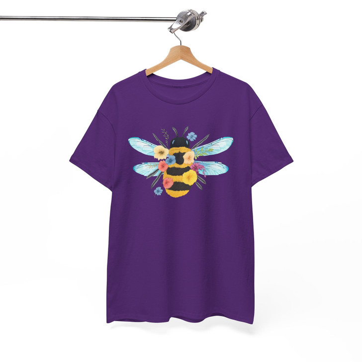 Cute Floral Bee Shirt Nature Honeybee Tee Adult T Shirt S-5XL