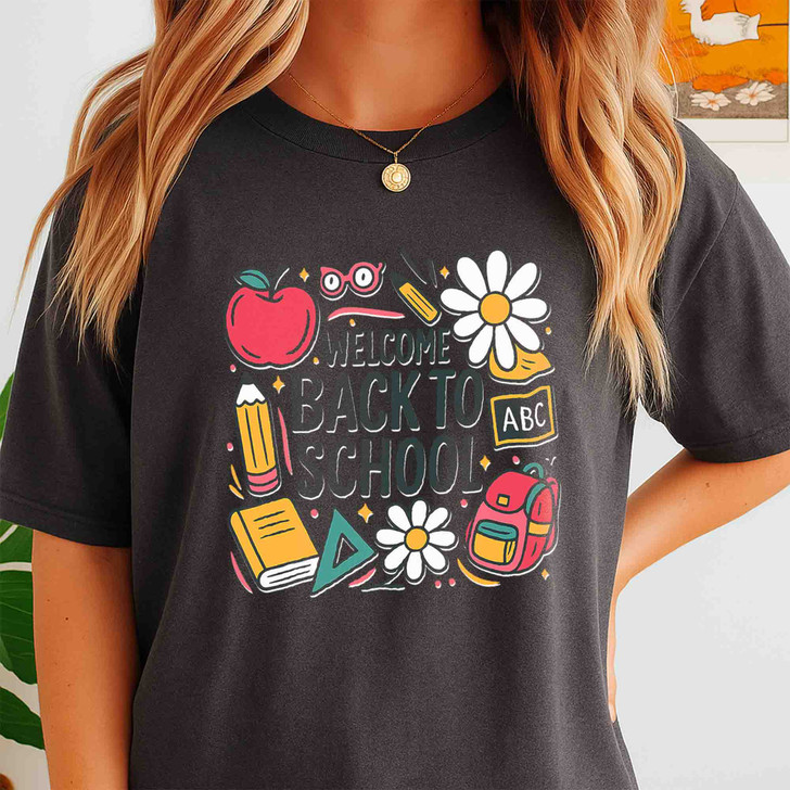 Watercolor Back To School Teacher Shirt Adult T Shirt S-5XL