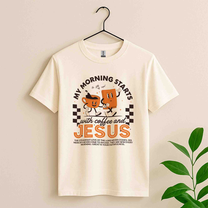 Coffee And Jesus Retro Christian Shirt Adult T Shirt S-5XL