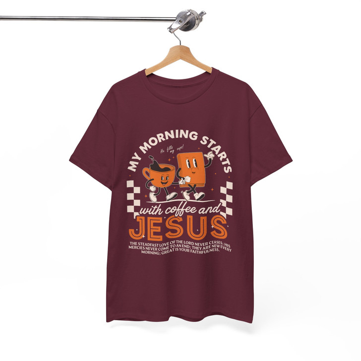 Coffee And Jesus Retro Christian Shirt Adult T Shirt S-5XL