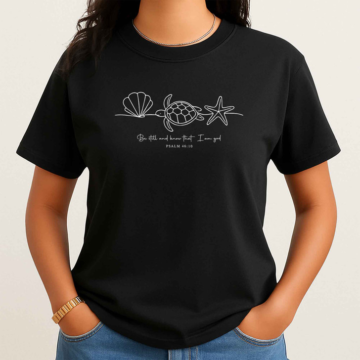 Be Still And Know Ocean Bible Verse Shirt Adult T Shirt S-5XL