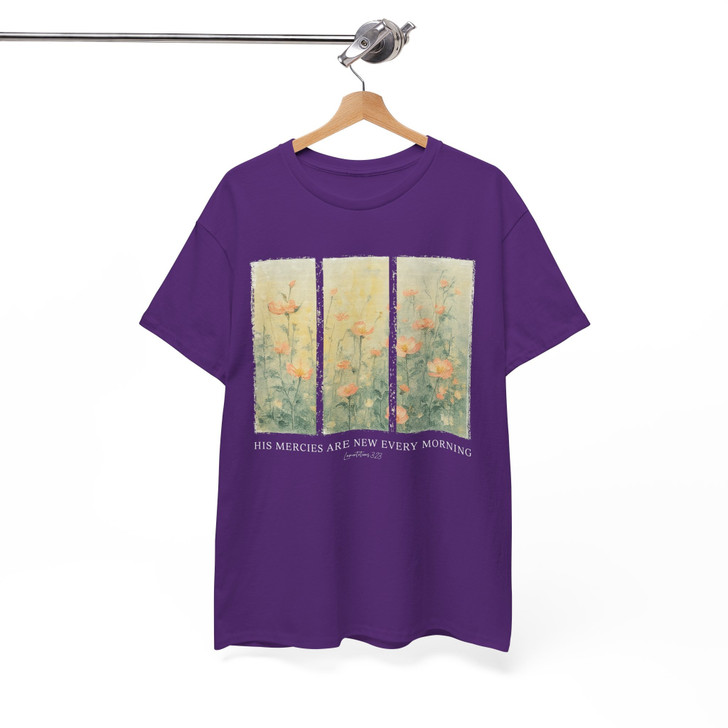 His Mercies Are New Floral Bible Verse Shirt Adult T Shirt S-5XL