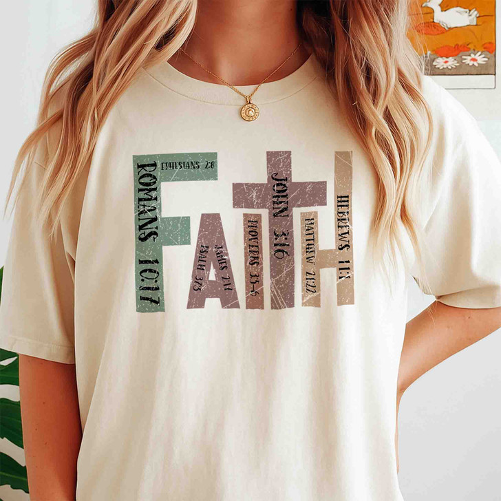 Retro Faith Christian Cross Bible Verse Shirt Adult T Shirt S-5XL