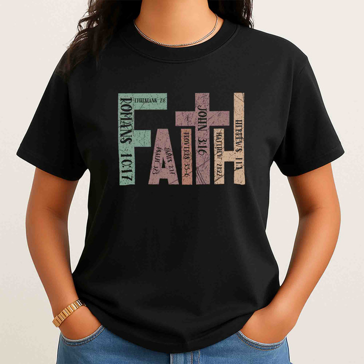 Retro Faith Christian Cross Bible Verse Shirt Adult T Shirt S-5XL