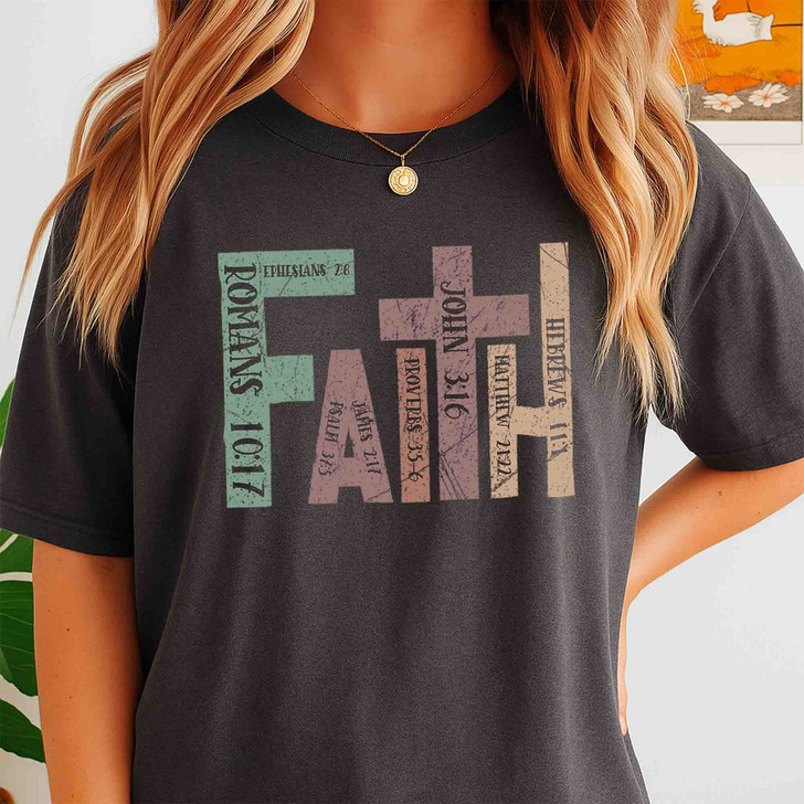 Retro Faith Christian Cross Bible Verse Shirt Adult T Shirt S-5XL