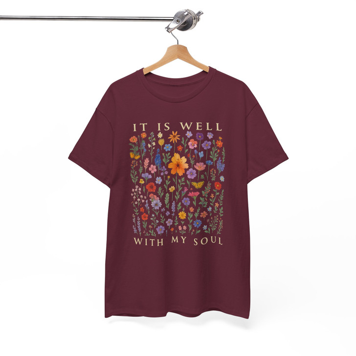 It Is Well With My Soul Floral Bible Verse Shirt Adult T Shirt S-5XL